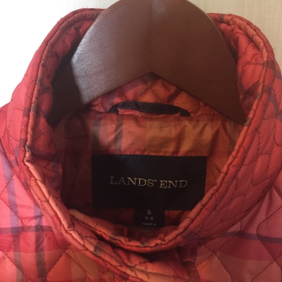 HP❄️ Lands End Red Plaid Quilted Primaloft Parka S - Picture 5 of 8
